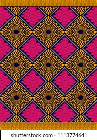 Textile Fashion African Ankara Print, Fabric Sarong, Vector Illustration File.