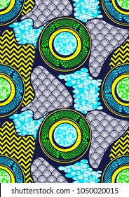 Textile fashion african print fabric super wax. vector illustration file.