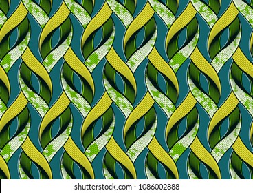 Textile Fashion African Print Fabric Super Wax. Vector Illustration File.