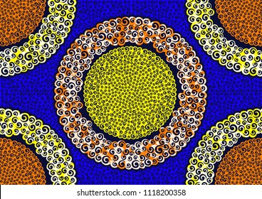 Textile fashion african print fabric super wax. vector illustration file.