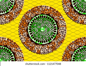 Textile Fashion African Print Fabric Super Wax, Ankara Prints, Abstract Seamless, Vector Illustration File.