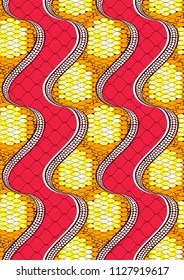Textile fashion african print fabric super wax, Ankara prints, abstract seamless, vector illustration file.