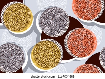 Textile fashion african print fabric, abstract seamless pattern, vector illustration file.
