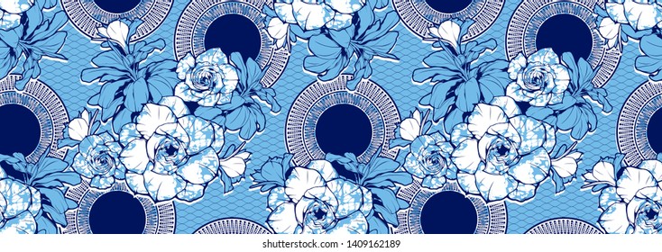 textile fashion, african print fabric, abstract seamless pattern, vector illustration file.