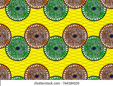 Textile Fashion African Print Fabric Super Wax, Abstract Seamless, Vector Illustration File.