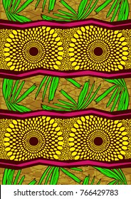 Textile fashion african print fabric super wax abstract seamless.