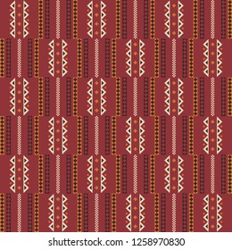 Textile fashion African print. Tribal seamless pattern. Cloth Kente. Geometric design.