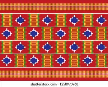 Textile fashion African print. Tribal seamless pattern. Cloth Kente. Geometric design.