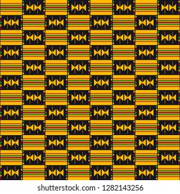Textile fashion African print. Tribal seamless pattern. Cloth Kente. Geometric design.