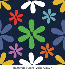 Textile floral design in several colors with abstract patterns