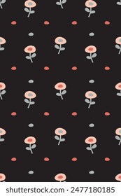 Textile floral design and wallpaper and t shirt designs black and white