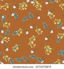 Textile floral and leaf pattern seamless patterns