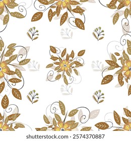 Textile floral and leaf pattern seamless patterns