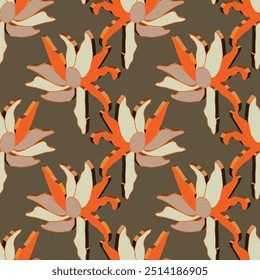 Textile floral seamless pattern. Doodle 3d botanical wallpaper. Organic background. Summer natural vector illustration. 