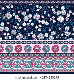 textile flower border pattern on background