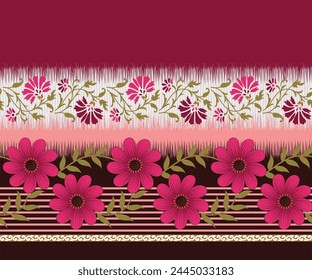 textile flower border pattern on background