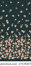 Patrón de borde de flor textil sobre fondo de olivo