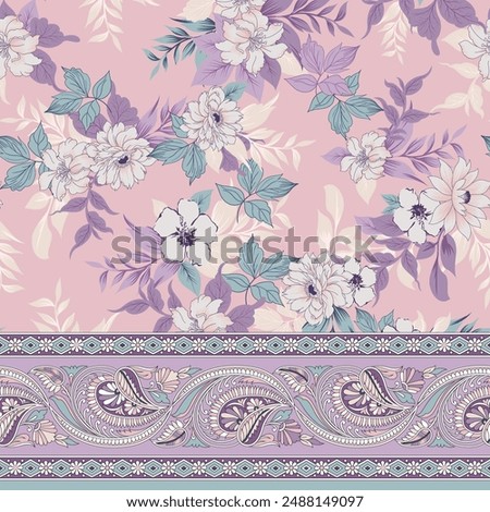 textile flower border pattern on background