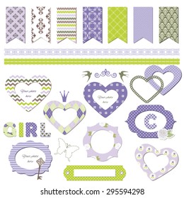 Textile frames. Scrapbook design elements. Girly.