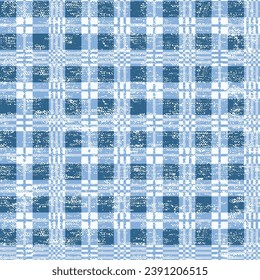 Textile geometrical check texture background pattern.Seamless pattern.Seamless print pattern design natural earth tone canvas linen textured pattern.simple blue theme check with white background.
