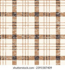 Textile geometrical check texture background pattern.simple texture textile product checks vector pattern. Brown theme checked pattern with cream background.