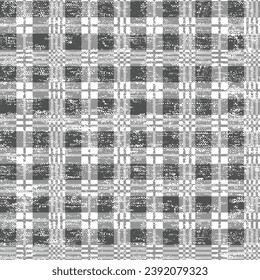 Textile geometrical check texture background pattern.Seamless pattern.Seamless print pattern design natural earth tone canvas linen textured pattern.simple black,white,gray check with white background