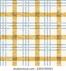 Textile geometrical check texture background pattern.simple texture textile product checks vector pattern. cyan,yellow winter theme checked pattern with beige background.