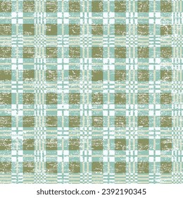 Patrón de fondo de textura de comprobación geométrica textil.Patrón sin soldadura.Diseño de patrón de impresión sin soldadura diseño de lino de color de tierra natural patrón texturado.simple cian,cheque verde con fondo blanco