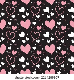 Textile heart pattern design with black background 