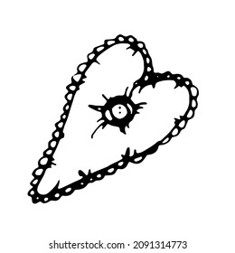 
Textile heart. Vector clipart. Hand drawn
