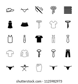 Textile icon. collection of 25 textile filled and outline icons such as towels, female underwear, tie, skirt, t-shirt. editable textile icons for web and mobile.