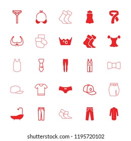 Textile icon. collection of 25 textile filled and outline icons such as underpants, blouse, skirt, jacket, bra, tie, jumpsuit. editable textile icons for web and mobile.