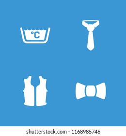 Textile icon. collection of 4 textile filled icons such as sleeveless shirt, tie, bow tie. editable textile icons for web and mobile.