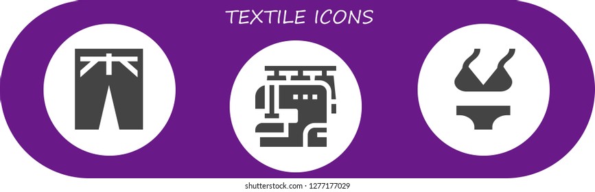  textile icon set. 3 filled textile icons. Simple modern icons about  - Trousers, Sewing machine, Bikini