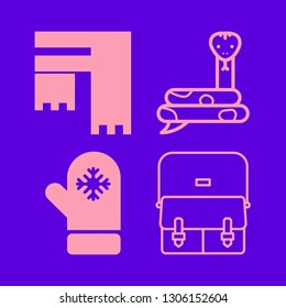 textile icon set with mitten, scarf and snake vector illustration