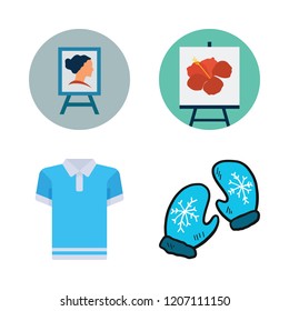 textile icon set. vector set about canvas, mitten and polo icons set.