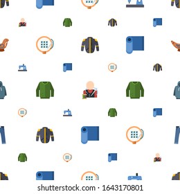 textile icons pattern seamless. Included editable flat jacket, tailor, Sewing, embroidery, jumper, hoodie, jeans, Toys making icons. textile icons for web and mobile.
