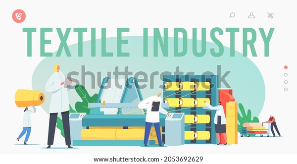 Textile Industry Landing Page Template.\
Characters Work on Fabric Production Factory. Workers at Automated\
Machine for Yarn Producing. Manufacturing of Cotton Fiber. Cartoon\
People Vector\
Illustration