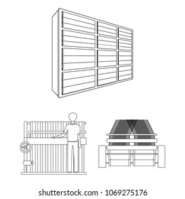 Textile industry outline icons in set collection for design.Textile equipment and fabrics vector symbol stock web illustration.