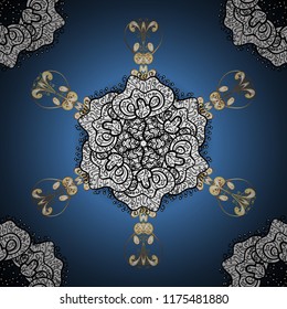 For textile, invitations, banners and other. Vector illustration. Colored round floral mandala on a blue, white and black colors.
