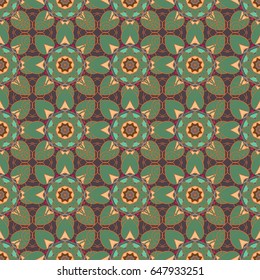 For textile, invitations, banners and other. Vector illustration. Colored round floral mandala on a white background.