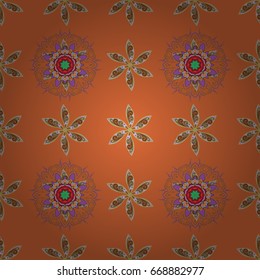 For textile, invitations, banners and other. Vector illustration. Colored round floral mandala on a colors background.