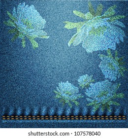 textile jeans texture (vector drawing material floral design)