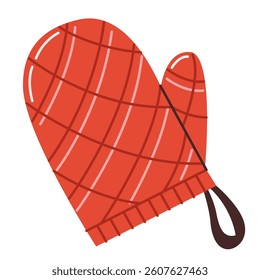 Textile kitchen mitt for hot dishes. Oven glove. Vector illustration isolated on a white background