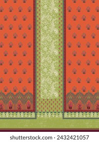 Diseño de Kurti textil, diseño de impresión digital, diseño de trajes de mujer paquistaní para impresión