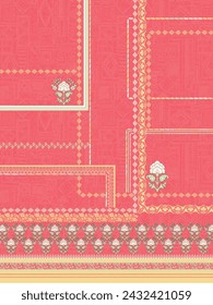 Diseño de Kurti textil, diseño de impresión digital, diseño de trajes de mujer paquistaní para impresión