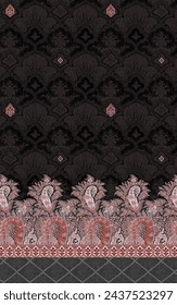 Diseño de Kurti textil, diseño de impresión digital, diseño de trajes de mujer paquistaní para impresión
