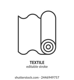 Textile line icon. Fabric roll. Editable stroke. Vector illustration.