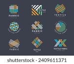 Textile logo. Symbols for sewing industry tailor workshop badges recent vector templates set with place for text