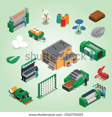 textile manufacturing isometric composition factory